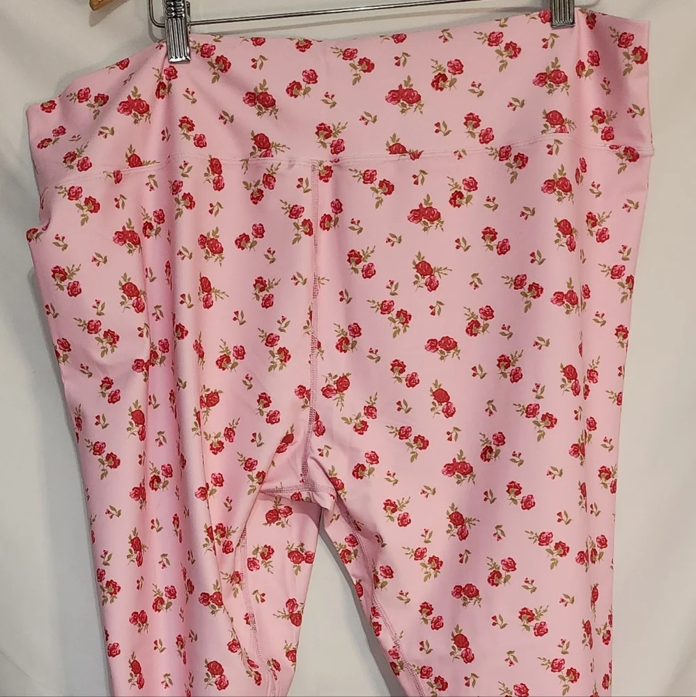 NWT Ampersand Pastel Pink Floral Leggings Balletcore Y2K Athleisure Size XL & 3X - Picture 7 of 16